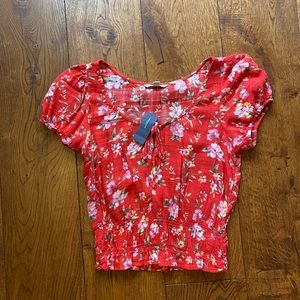 American Eagle Red Floral Top